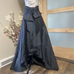 Adrianna Papell Black Formal Taffeta Skirt With Sash Tie And Pockets Size 8